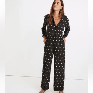 Madewell Silk Pull-On High-Rise Straight Pants in Bloom Dot